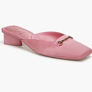 Sam Edelman Ollie Square Toe Pink Satin Bit Mule with Gold Hardware 1 1/4” heel